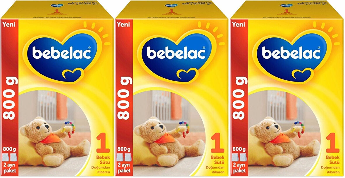 Bebelac 800GR Bebek Sütü No:1 (0-6 Ay) Doğumdan İtibaren (3 Lü Set)