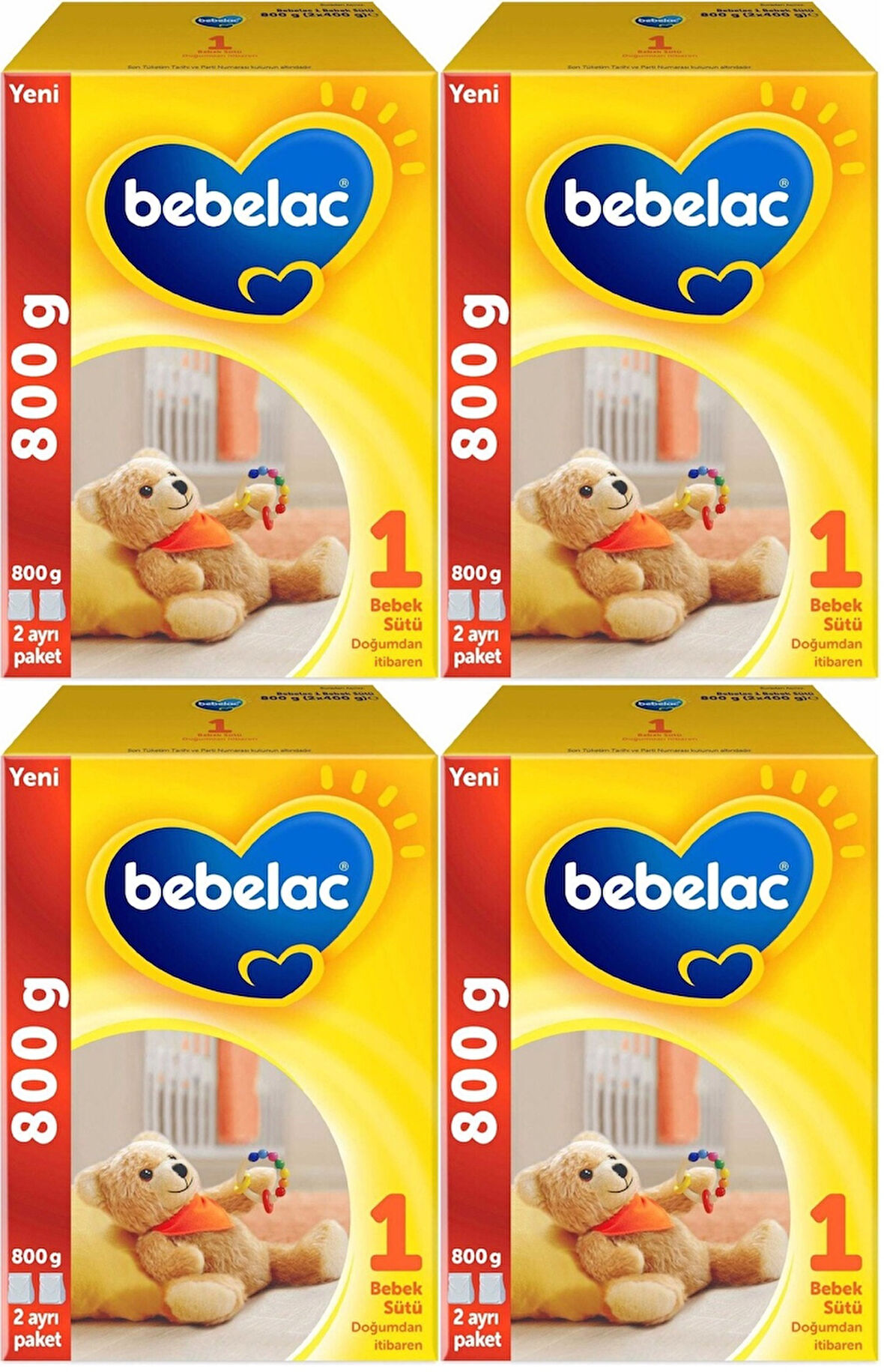 Bebelac 800GR Bebek Sütü No:1 (0-6 Ay) Doğumdan İtibaren (4 Lü Set)