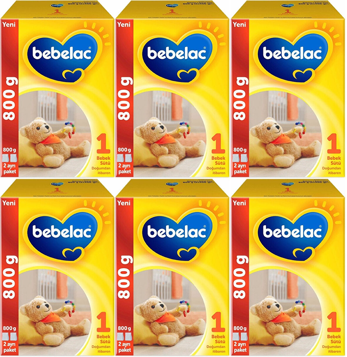 Bebelac 800GR Bebek Sütü No:1 (0-6 Ay) Doğumdan İtibaren (6 Lı Set)