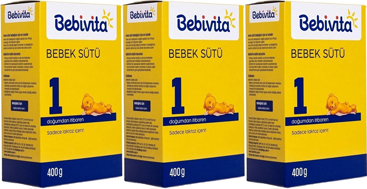 Bebivita Bebek Sütü 400GR No:1 (0-6 Ay) Doğumdan İtibaren (3 Lü Set)