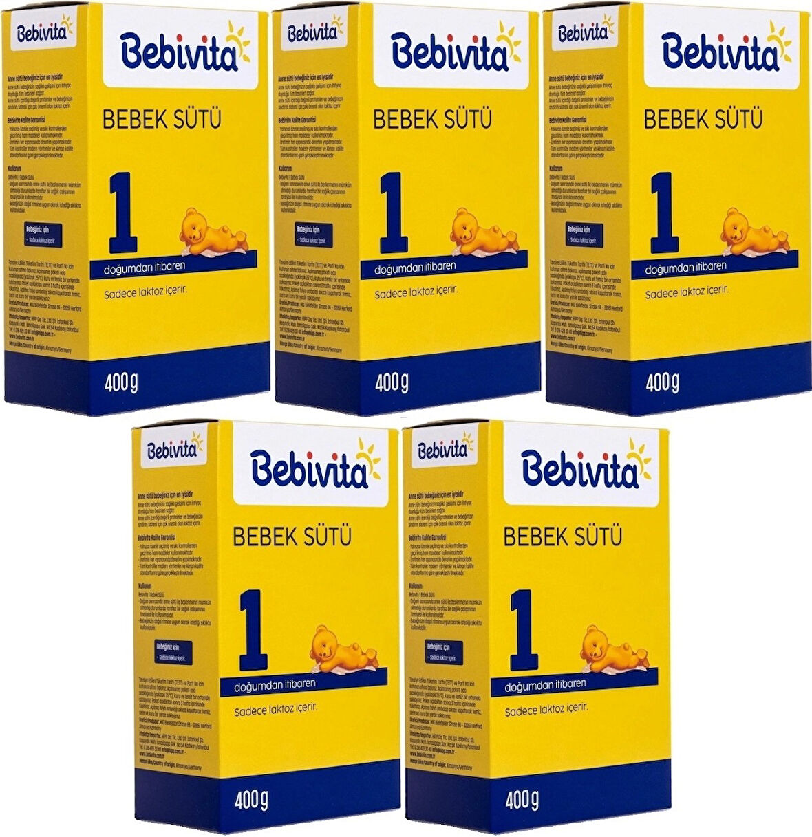 Bebivita Bebek Sütü 400GR No:1 (0-6 Ay) Doğumdan İtibaren (5 Li Set)