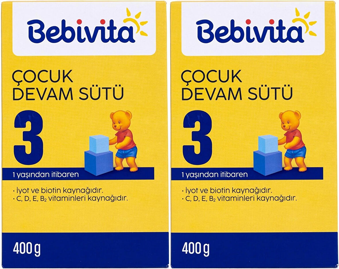 Bebivita Bebek Sütü 400GR No:3 (1 Yaşından İtibaren) (2 Li Set)