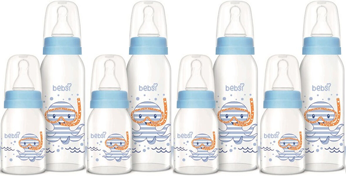 Bebsi Cam Biberon Seti Mavi (250ML+125ML) (4 Lü Set)