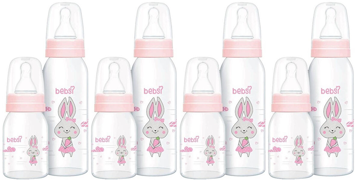 Bebsi Cam Biberon Seti Pembe (250ML+125ML) (4 Lü Set)