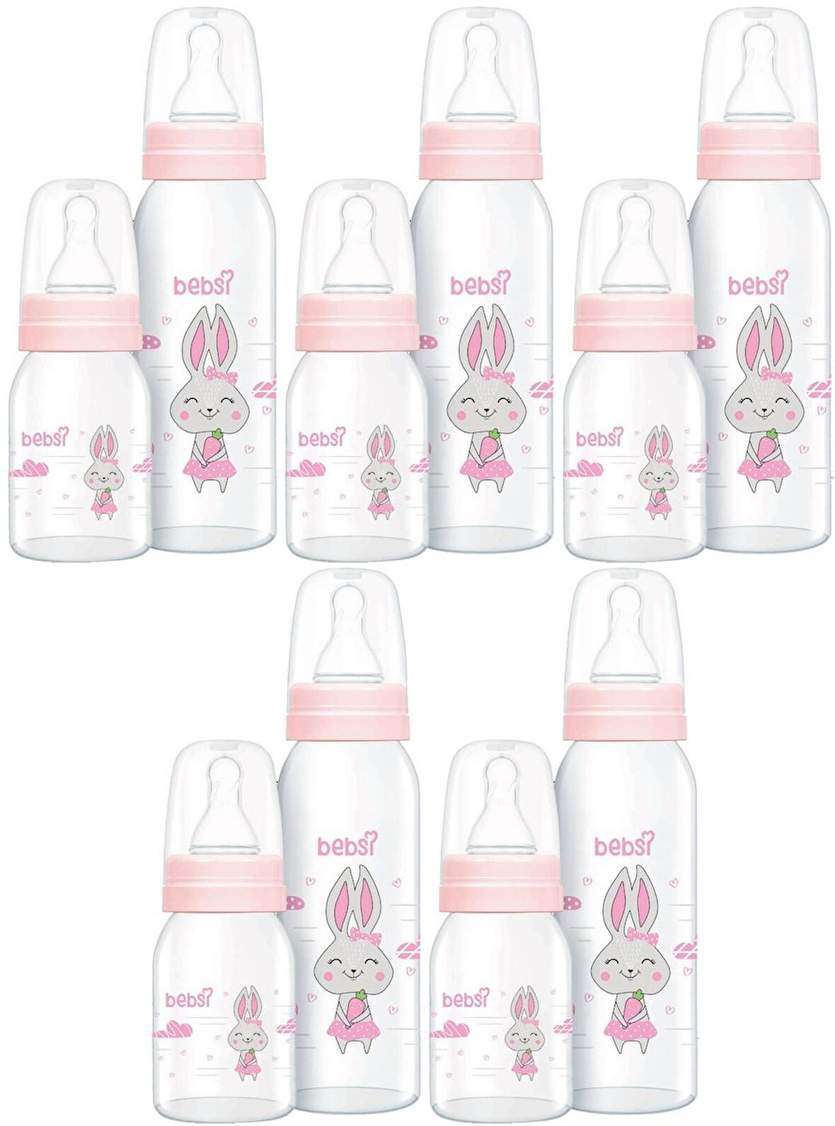 Bebsi Cam Biberon Seti Pembe (250ML+125ML) (5 Li Set)