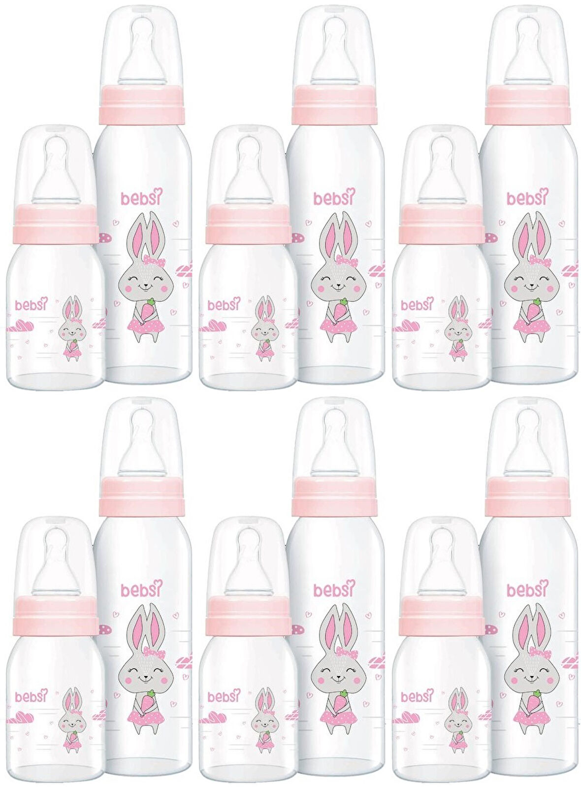 Bebsi Cam Biberon Seti Pembe (250ML+125ML) (6 Lı Set)