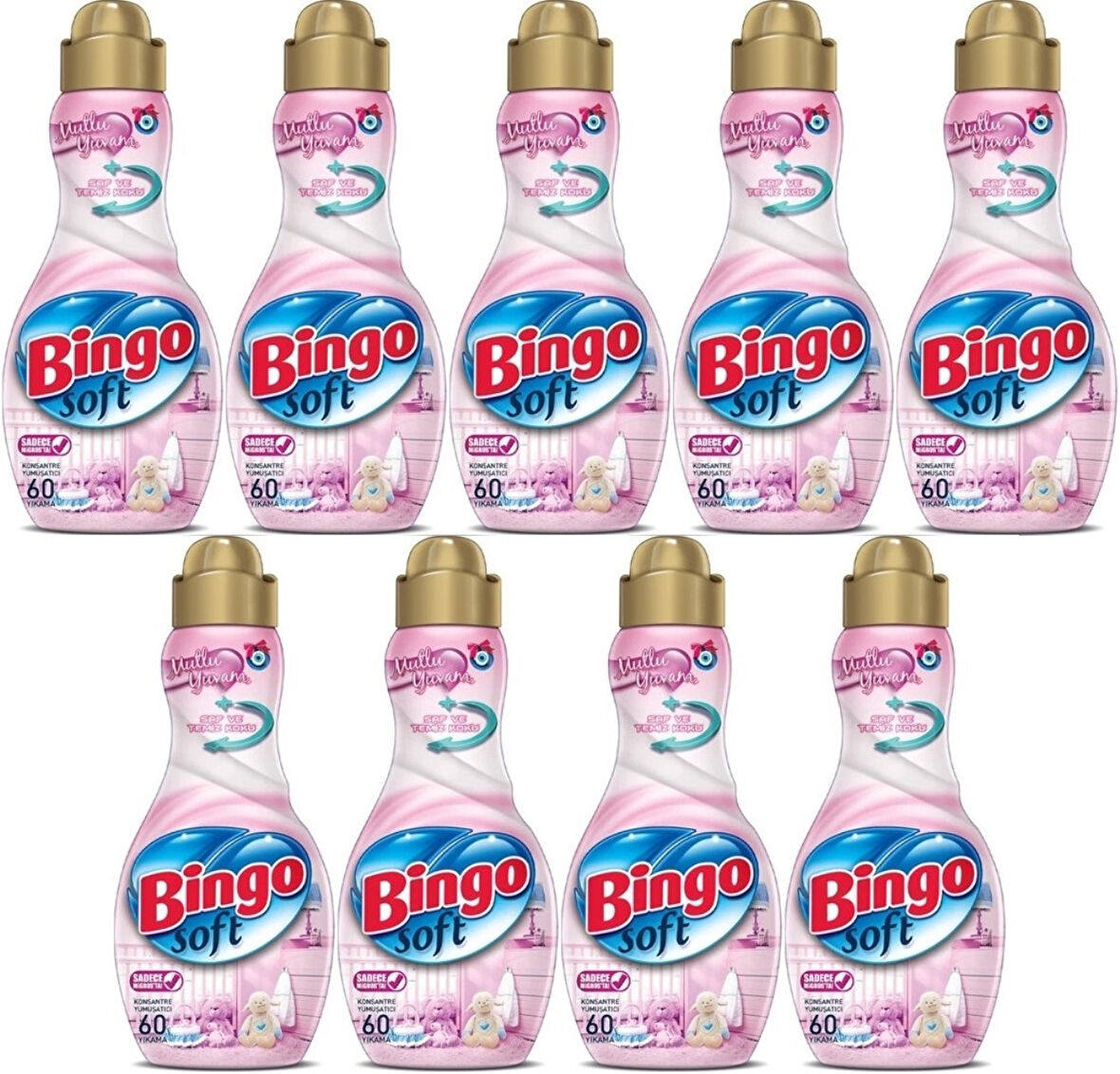 Bingo Soft Çamaşır Yumuşatıcı Konsantre 1440ML Mutlu Yuvam (9 Lu Set)