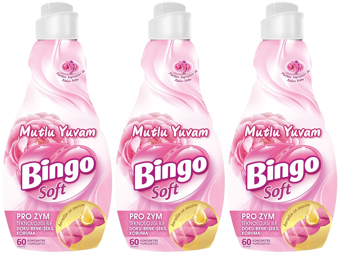 Bingo Soft Çamaşır Yumuşatıcı Konsantre 1440ML Mutlu Yuvam (3 Lü Set)