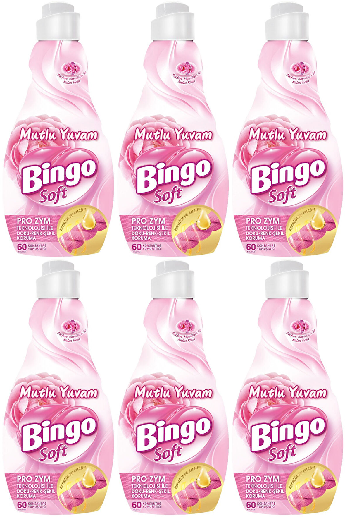 Bingo Soft Çamaşır Yumuşatıcı Konsantre 1440ML Mutlu Yuvam (6 Lı Set)