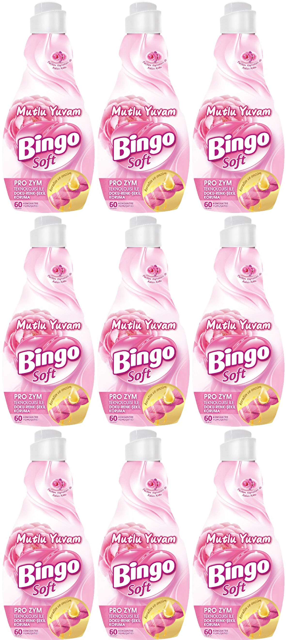 Bingo Soft Çamaşır Yumuşatıcı Konsantre 1440ML Mutlu Yuvam (9 Lu Set)