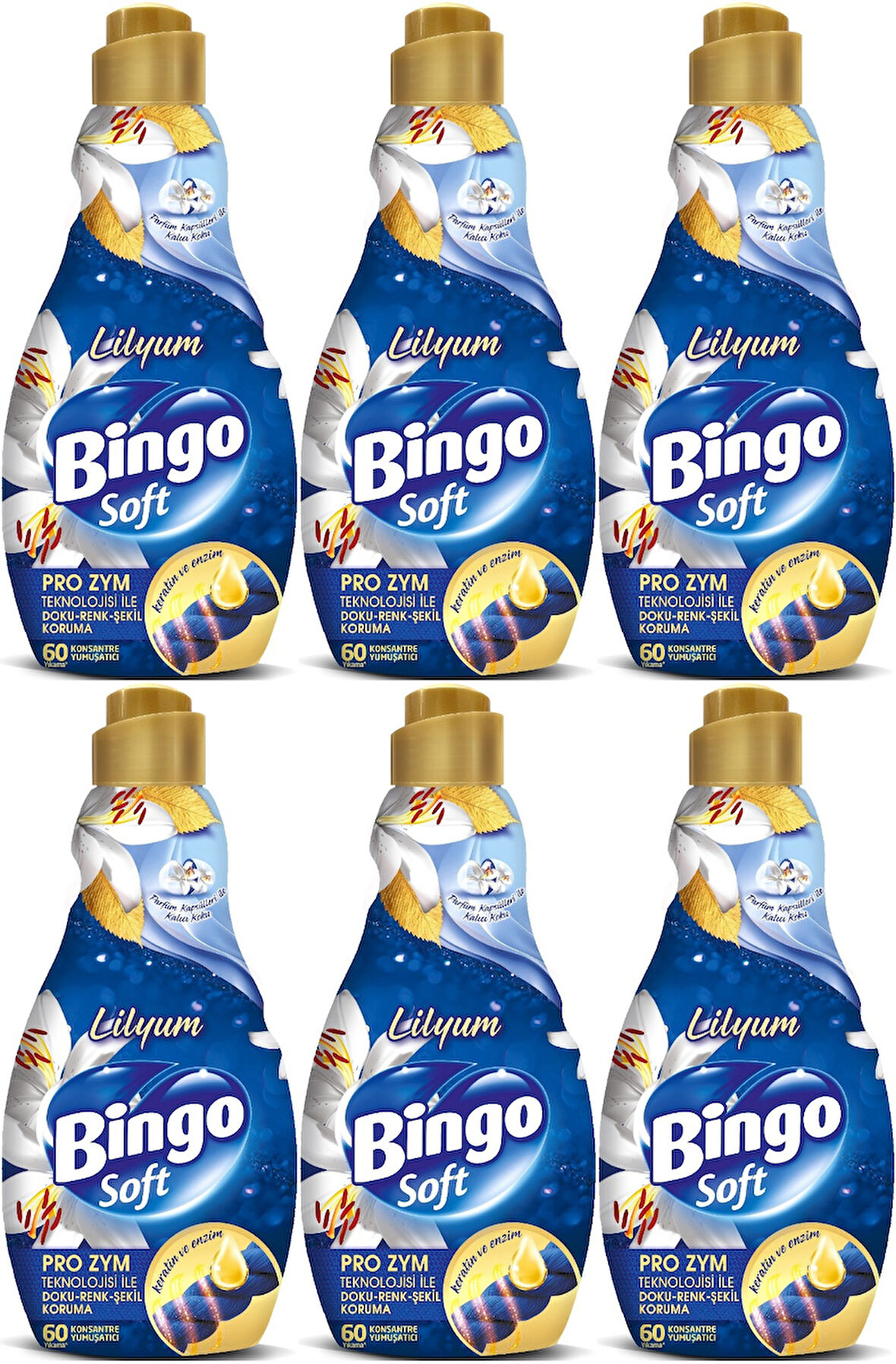 Bingo Soft Çamaşır Yumuşatıcı Konsantre 1440ML Lilyum (6 Lı Set)