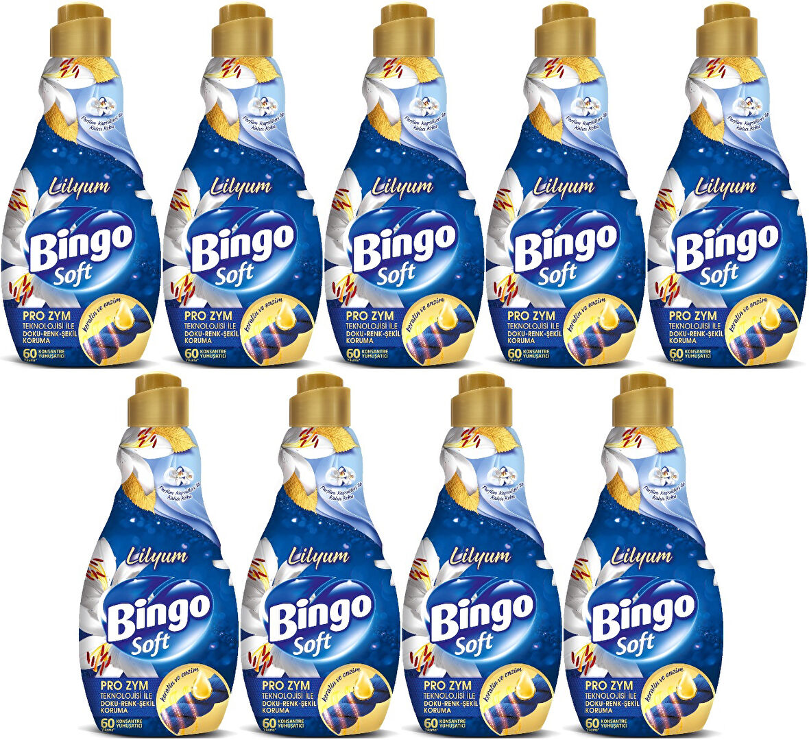 Bingo Soft Çamaşır Yumuşatıcı Konsantre 1440ML Lilyum (9 Lu Set)