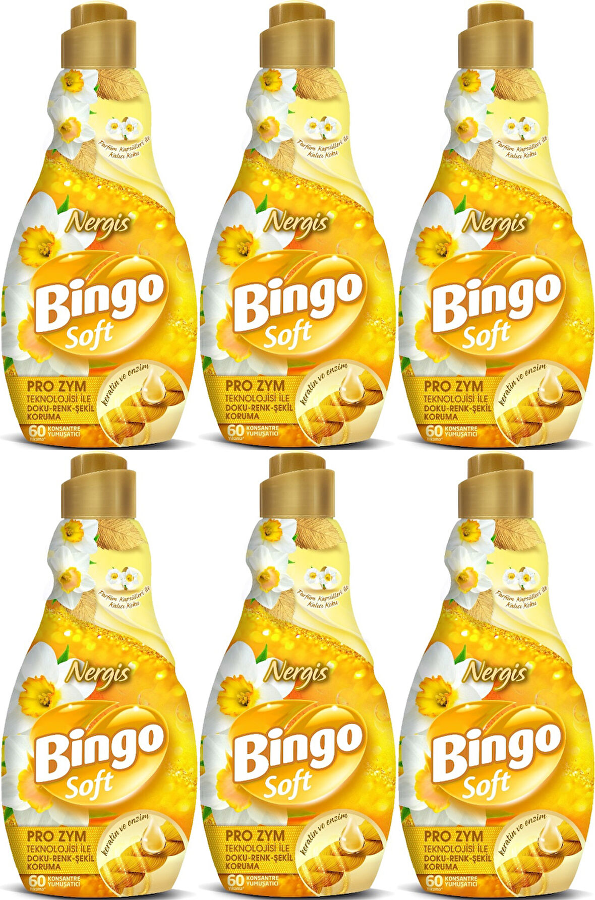 Bingo Soft Çamaşır Yumuşatıcı Konsantre 1440ML Nergis (6 Lı Set)