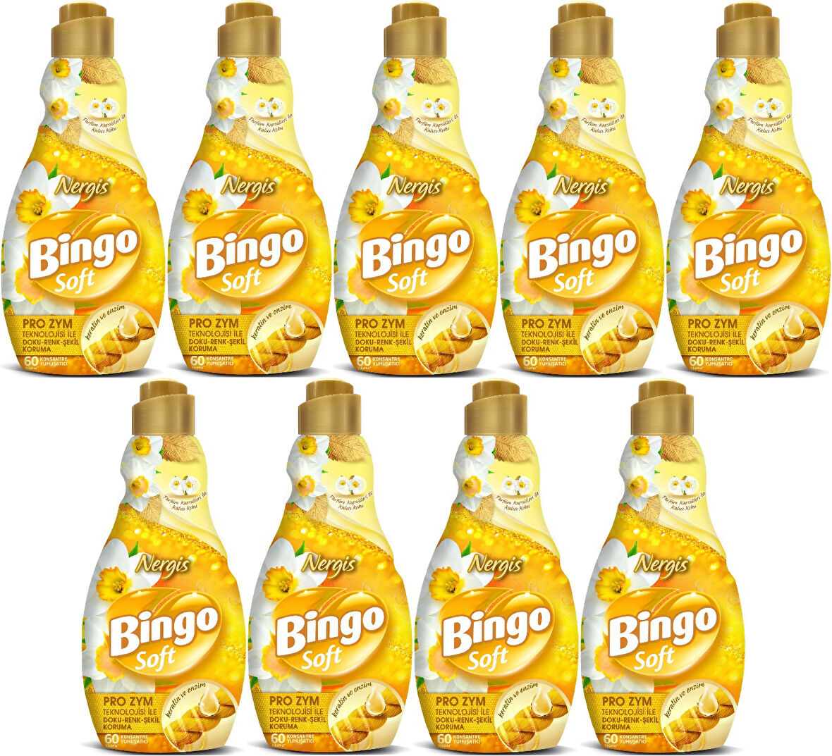 Bingo Soft Çamaşır Yumuşatıcı Konsantre 1440ML Nergis (9 Lu Set)