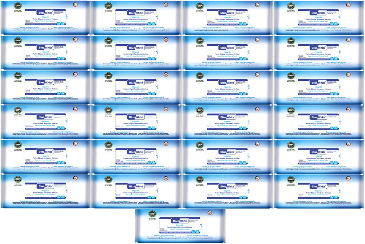 BlueWhite Yetişkin Hasta Perine Bölgesi Temizleme Mendil-Havlusu (25 li set) 50 Yaprak Hijyenik