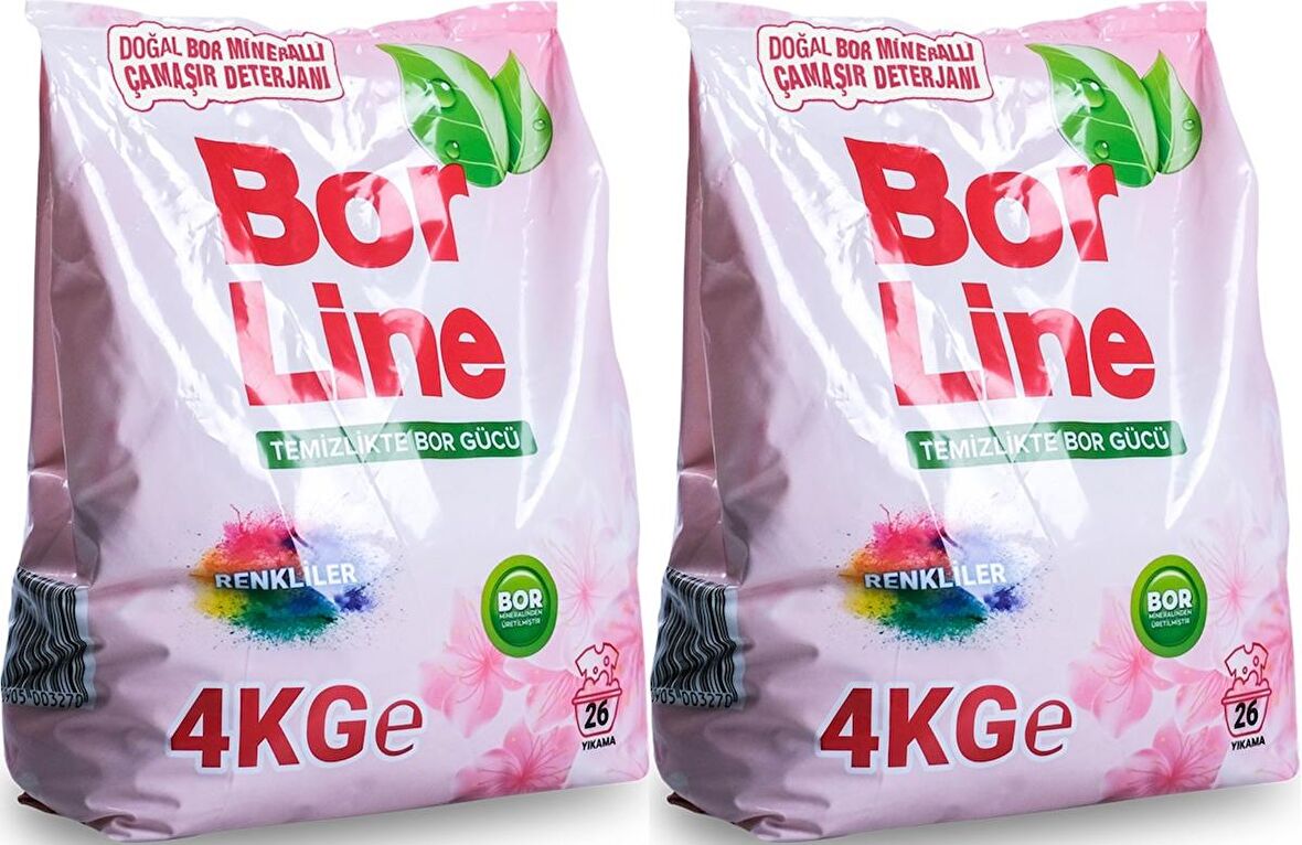 BorLine Matik Toz Çamaşır Deterjanı 8KG (Renkliler İçin) 52 Yıkama (2PK*4KG)