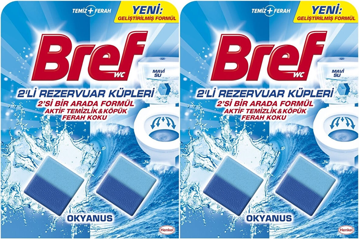 Bref Koku Giderici Jel Küpü - Okyanus (Klozet - Rezervuar - Tuvalet - Blok) (4 Lü Set) (2PK*2)