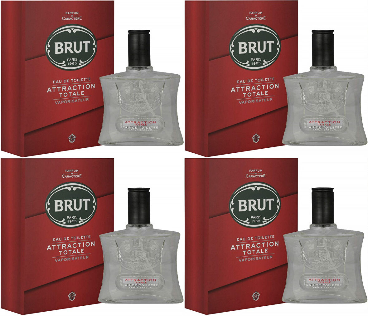Brut Parfüm Erkek/Men 100ML Attraction Totale Edt (Kırmızı) (4 Lü Set)