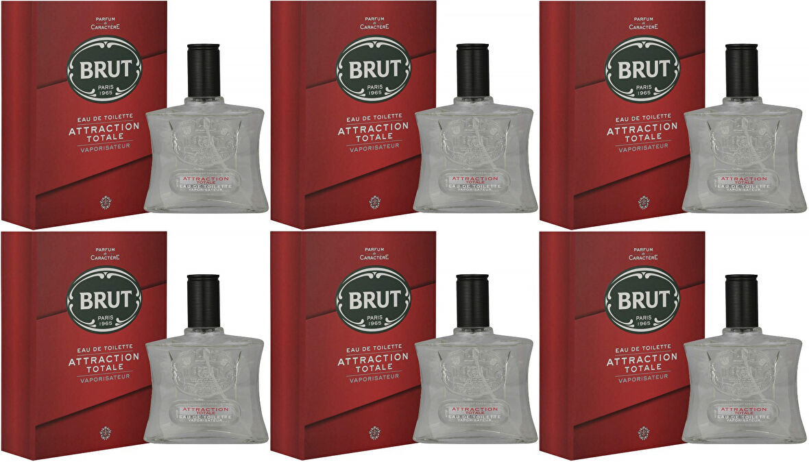 Brut Parfüm Erkek/Men 100ML Attraction Totale Edt (Kırmızı) (6 Lı Set)
