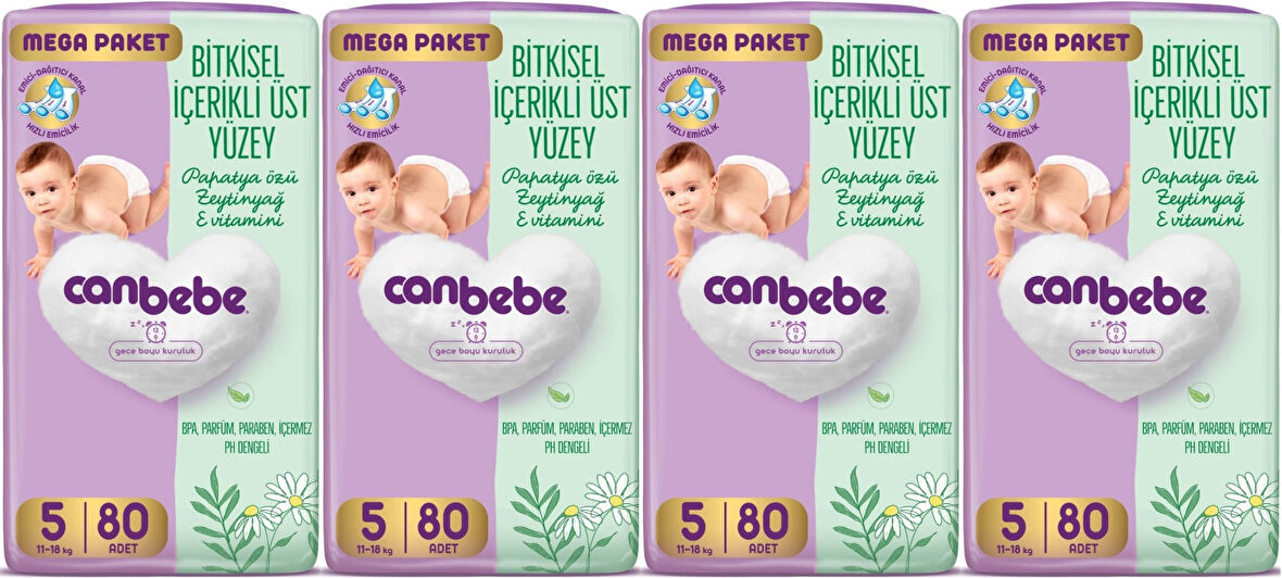 Canbebe Bebek Bezi Beden:5 (11-18KG) Junior 320 Adet Mega Avantaj Fırsat Pk