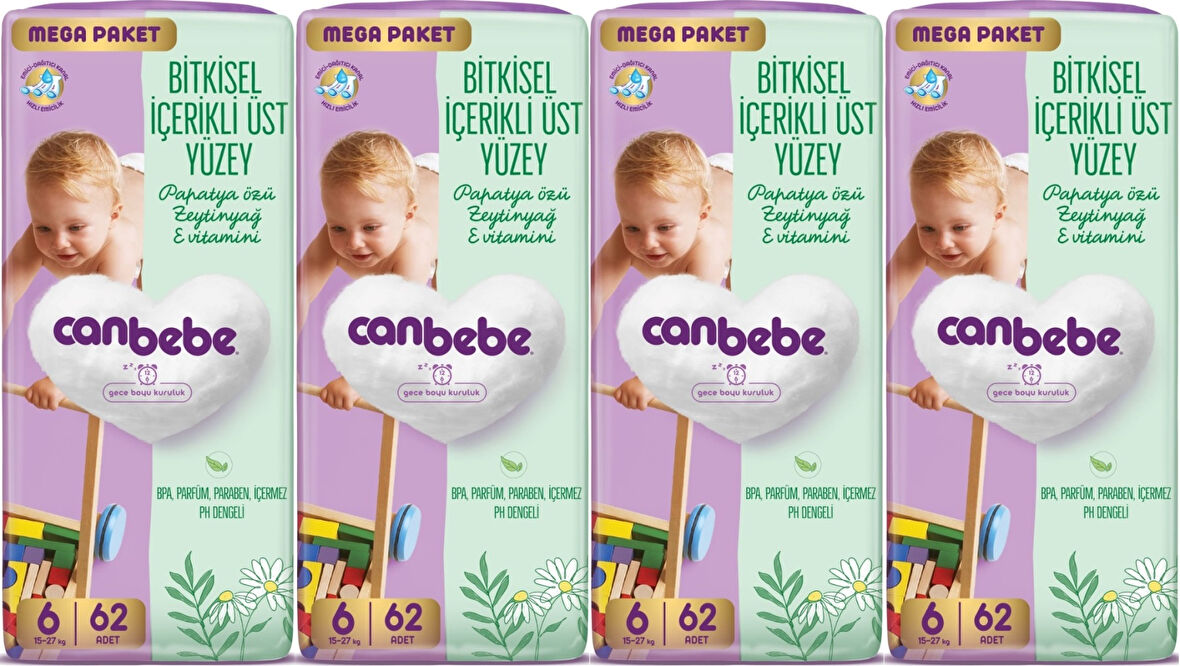Canbebe Bebek Bezi Beden:6 (15-27KG) Exstra Large 248 Adet Mega Avantaj Fırsat Pk
