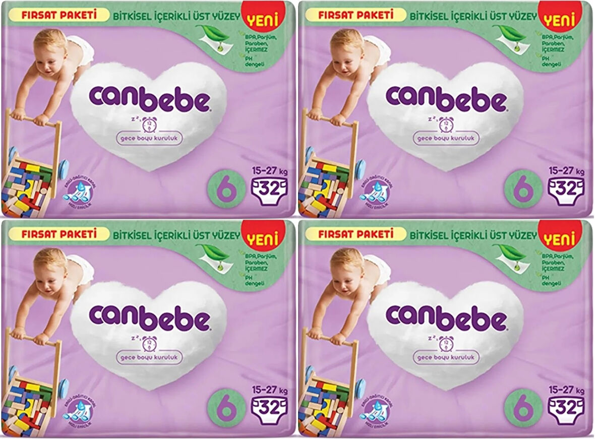 Canbebe Bebek Bezi Beden:6 (15-27Kg) Extra Large 128 Adet Avantaj Fırsat Pk