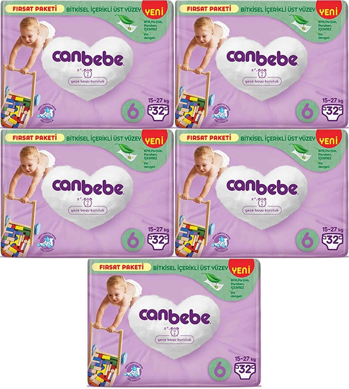 Canbebe Bebek Bezi Beden:6 (15-27Kg) Extra Large 160 Adet Mega Fırsat Pk