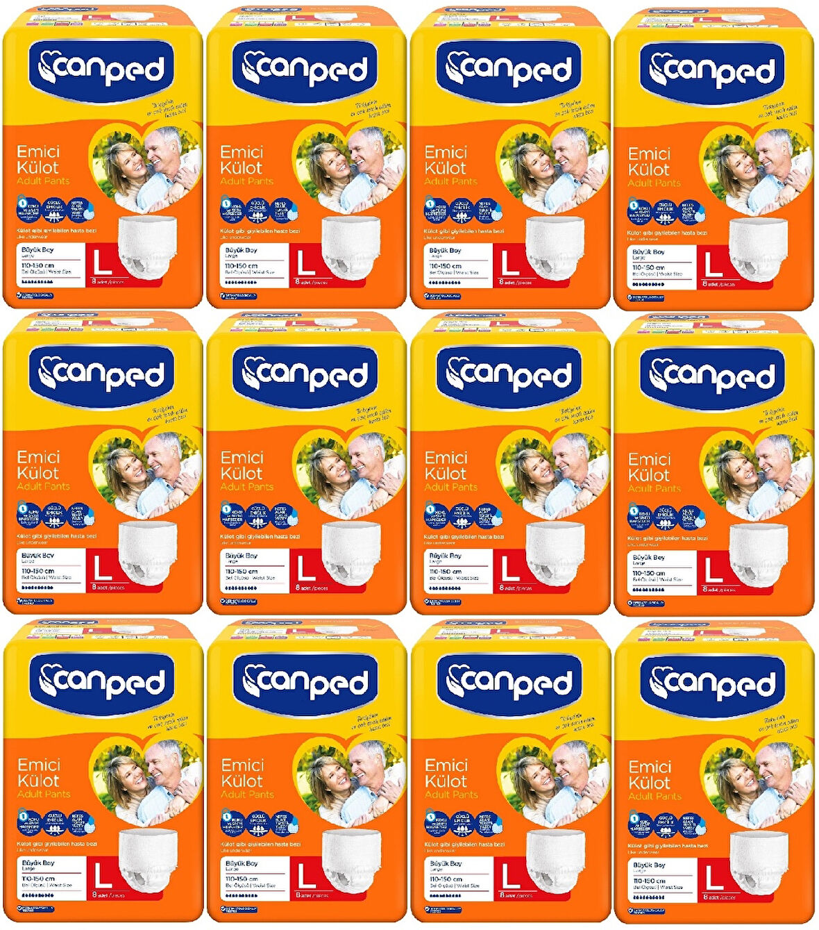 Canped Emici Külot Hasta Yetişkin Bezi XL - Ekstra Büyük - Extra Large 96 Adet