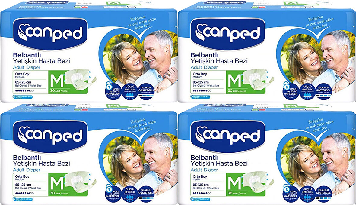 Canped Hasta Bezi Yetişkin Bel Bantlı Polietilenli M-Orta Boy 120 Adet