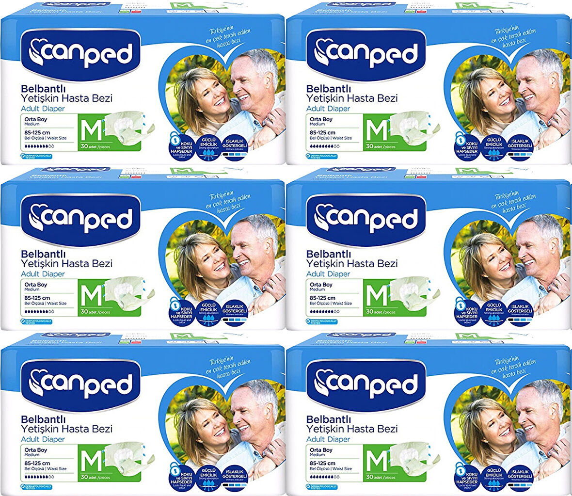 Canped Hasta Bezi Yetişkin Bel Bantlı Polietilenli M-Orta Boy 180 Adet