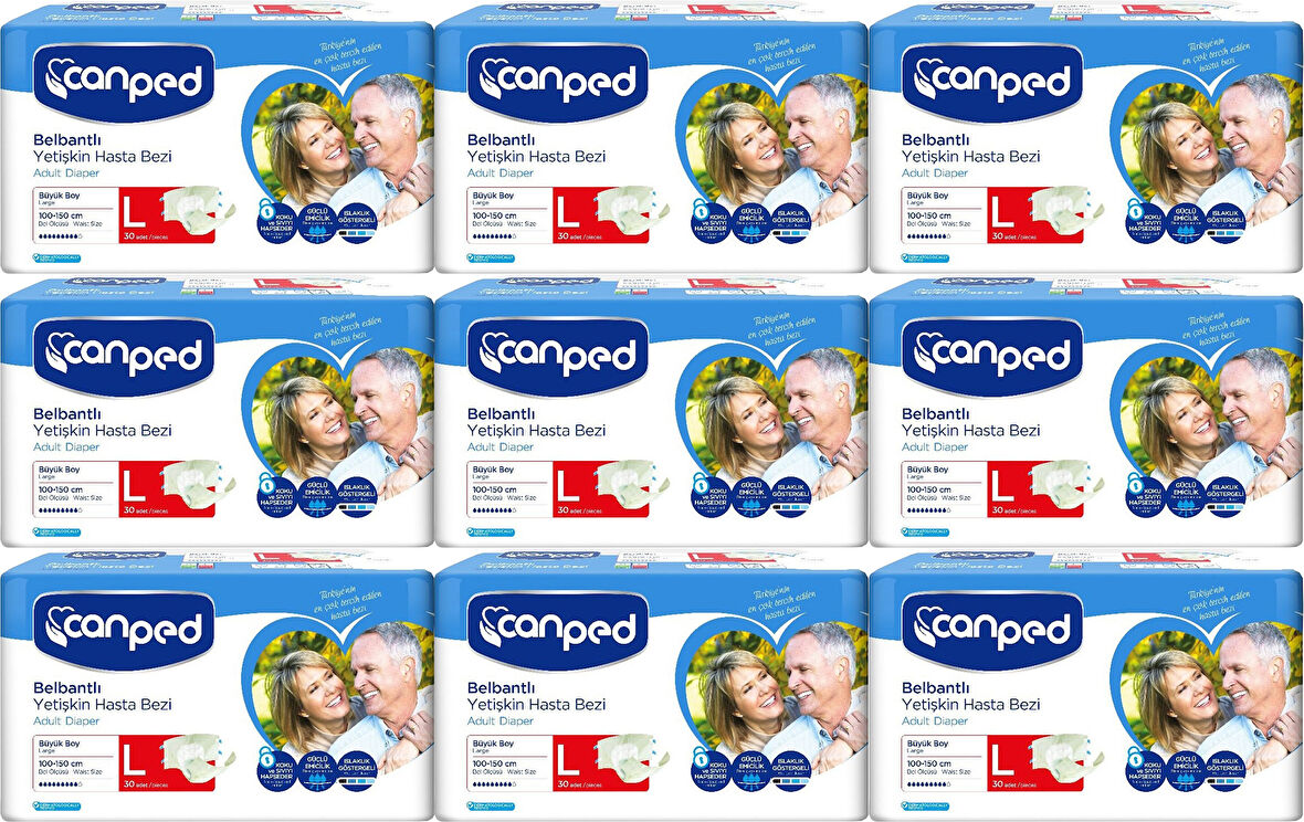 Canped Hasta Bezi Yetişkin Bel Bantlı Polietilen L - Büyük Boy 270 Adet