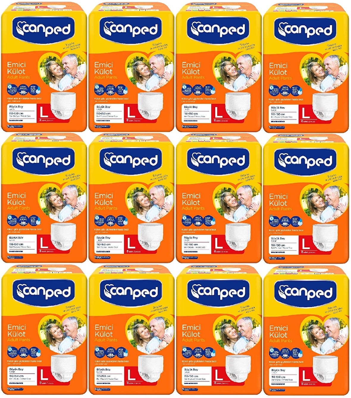 Canped Emici Külot Hasta Yetişkin Bezi XL - Ekstra Büyük - Extra Large 96 Adet