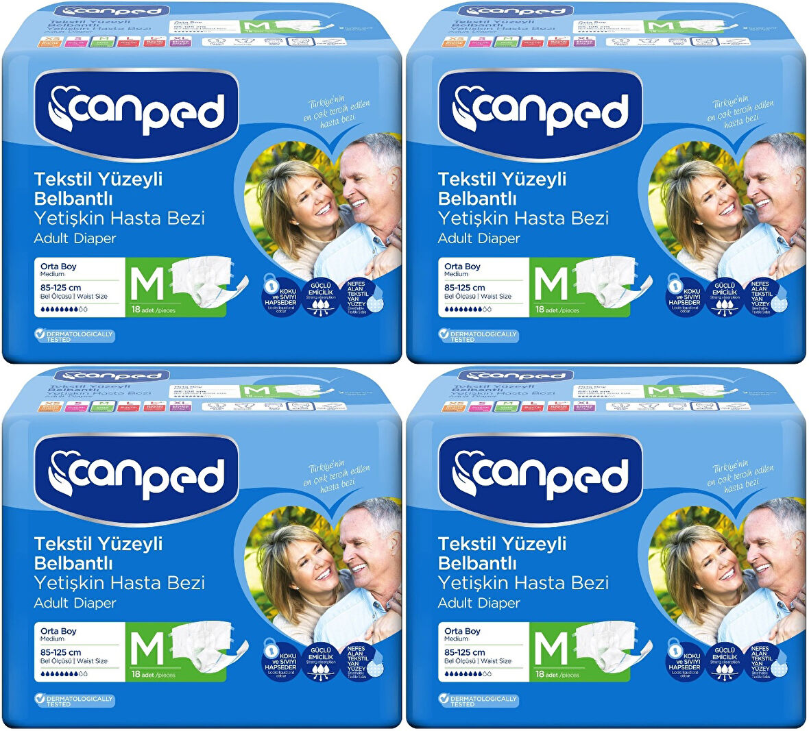 Canped Hasta Bezi Yetişkin Bel Bantlı Tekstil Yüzey M-Orta Boy 72 (4PK*18)