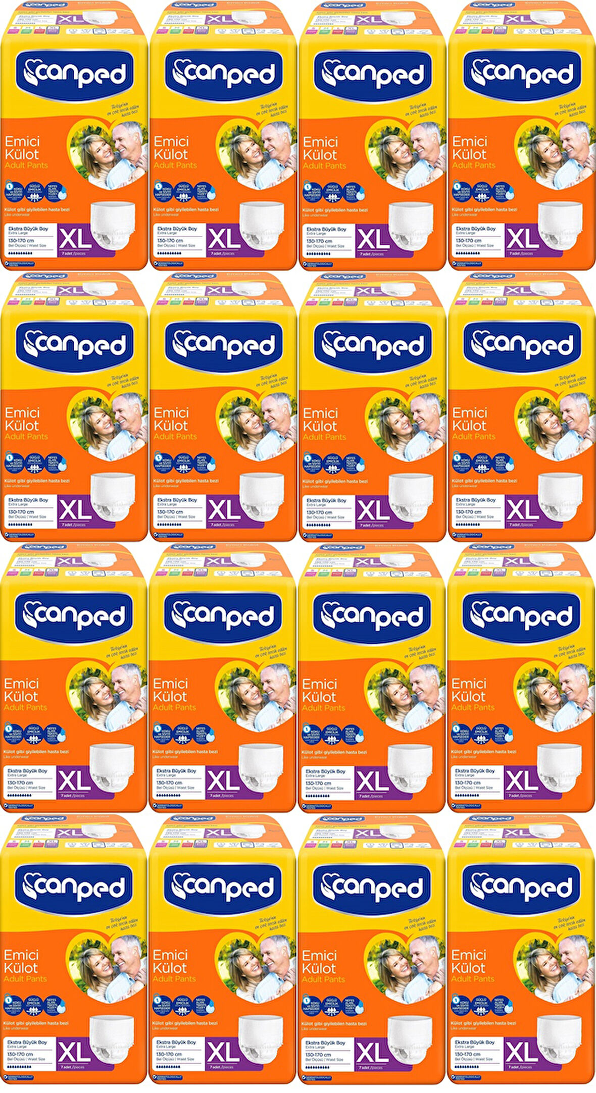 Canped Emici Külot Hasta Bezi XL-Extra Large Büyük Adet 112 (16PK*7)