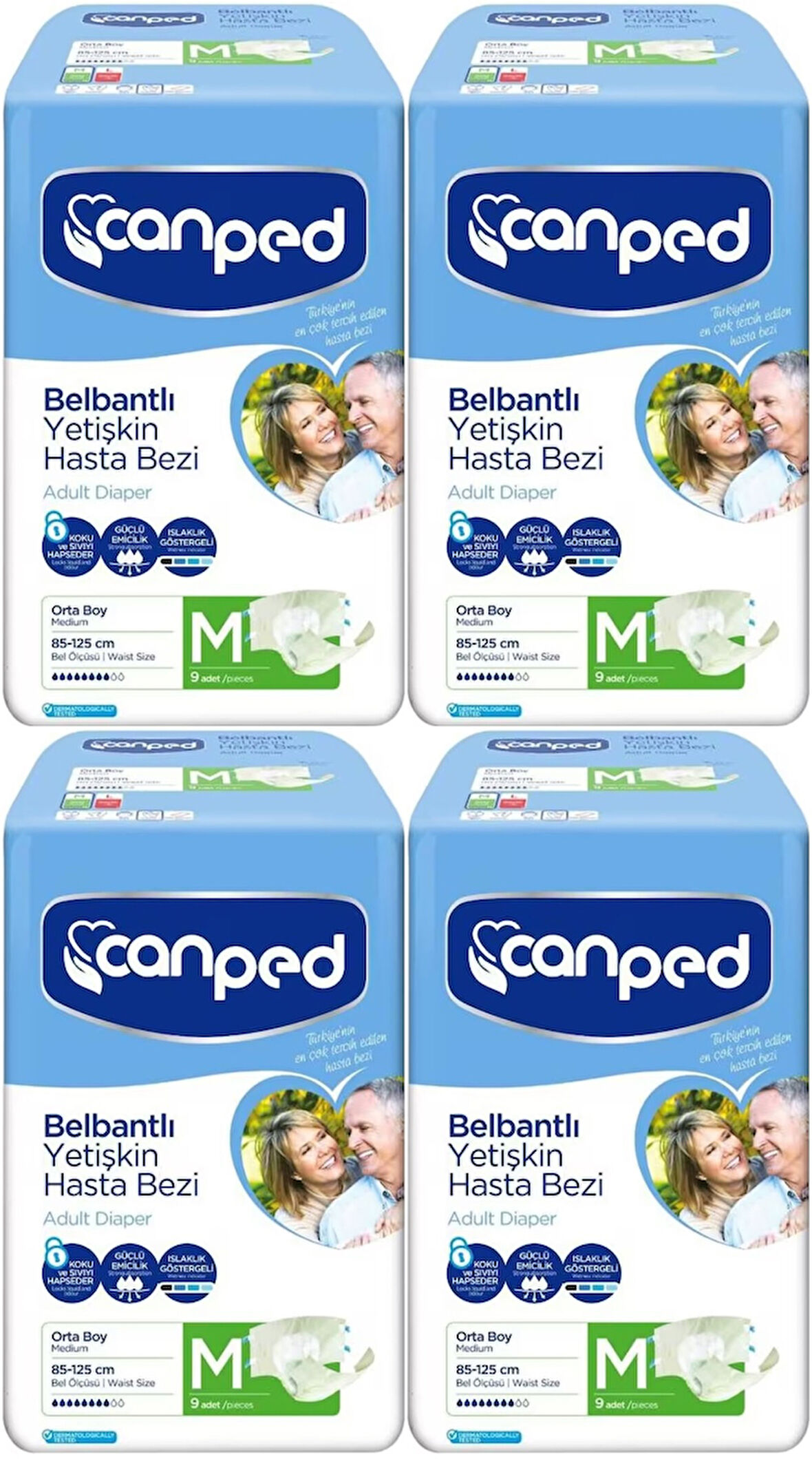 Canped Hasta Bezi Yetişkin Bel Bantlı Polietilen Medium-M Orta Boy 36 Adet (4PK*9)