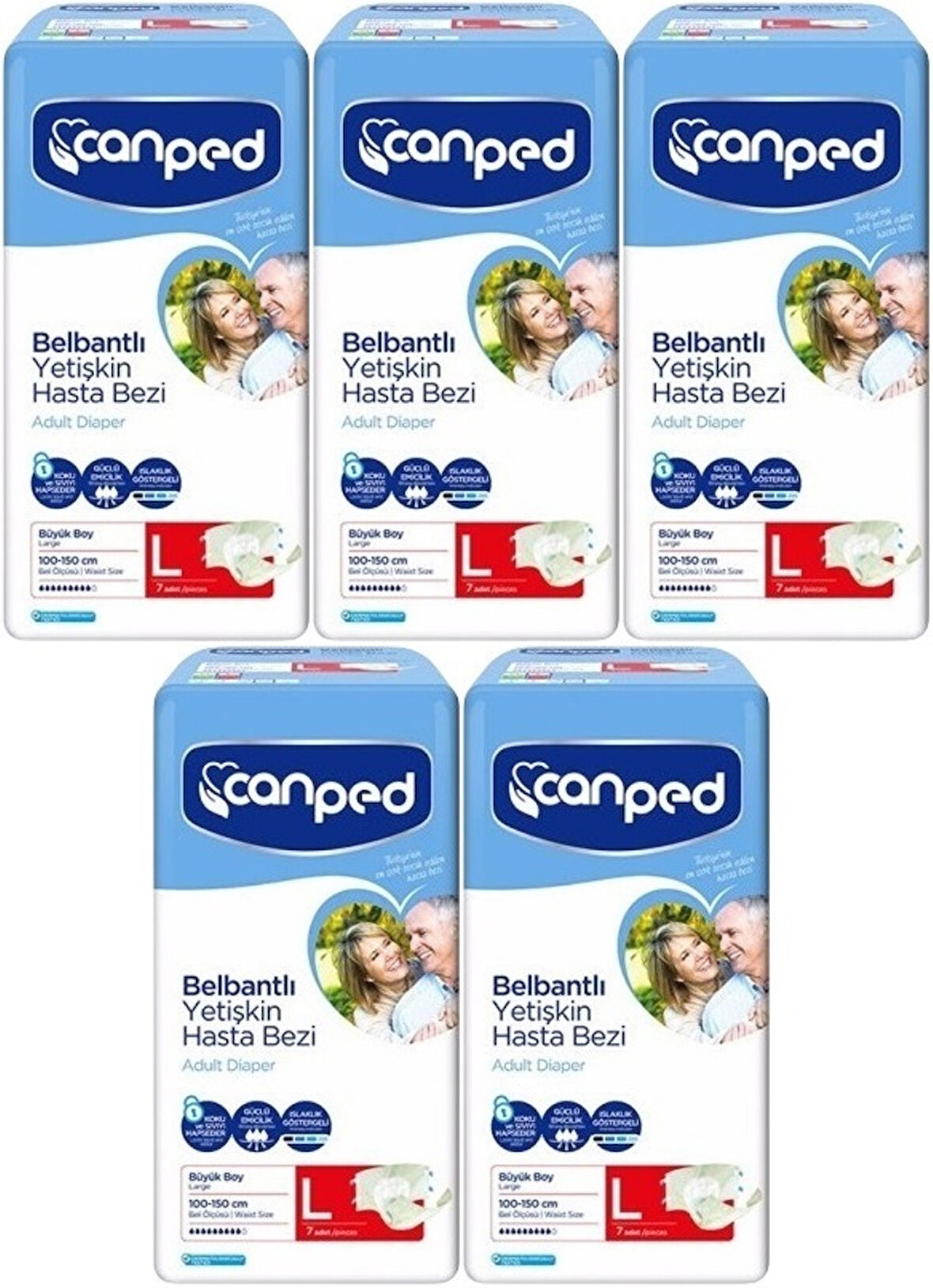 Canped Hasta Bezi Yetişkin Bel Bantlı Polietilen L-Large Büyük Boy 35 Adet (5PK*7)