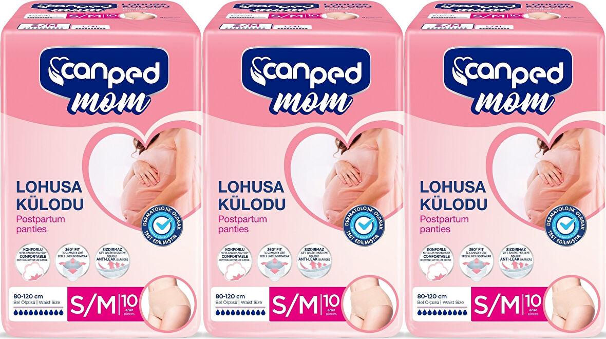 Canped Mom Lohusa Külodu - Külot Bez S - Small - Küçük / M - Medium - Orta 30 Adet (3PK*10)