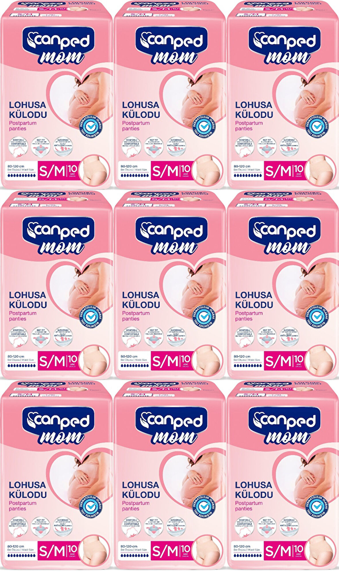 Canped Mom Lohusa Külodu - Külot Bez S - Small - Küçük / M - Medium - Orta 90 Adet (9PK*10)
