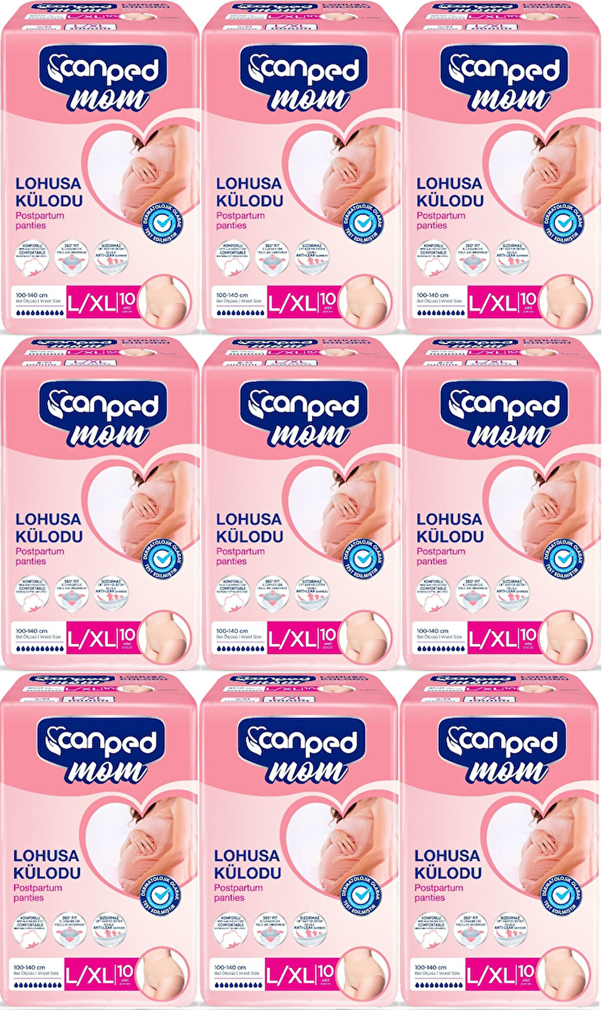 Canped Mom Lohusa Külodu - Külot Bez L - Large - Büyük / XL - Extra Large - 90 Adet (9PK*10)