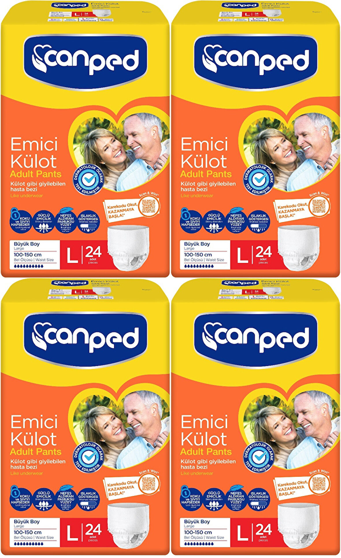 Canped Emici Külot Hasta Yetişkin Bezi L - Büyük - Large 96 Adet (4PK*24)