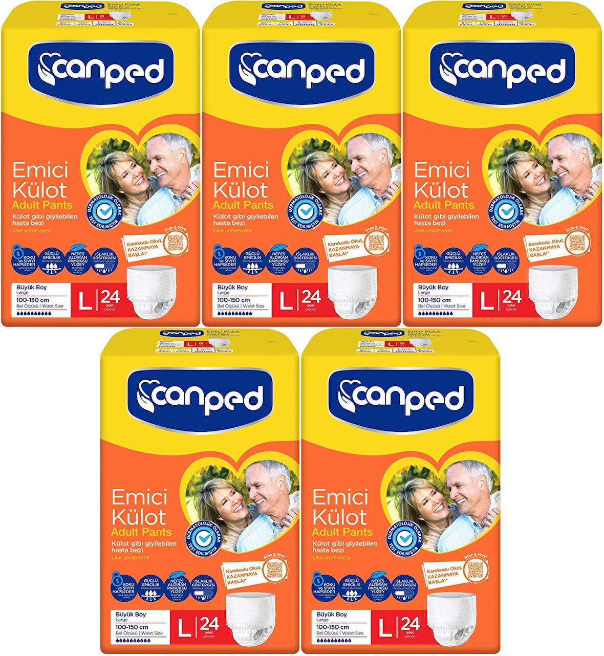 Canped Emici Külot Hasta Yetişkin Bezi L - Büyük - Large 120 Adet (5PK*24)