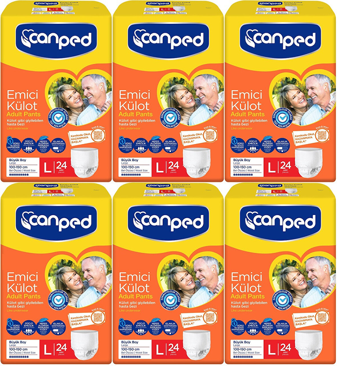 Canped Emici Külot Hasta Yetişkin Bezi L - Büyük - Large 144 Adet (6PK*24)