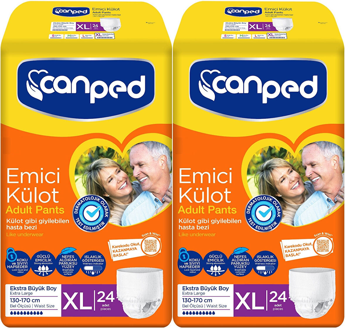 Canped Emici Külot Hasta Yetişkin Bezi XL - Ekstra Büyük - Extra Large 48 Adet (2PK*24)