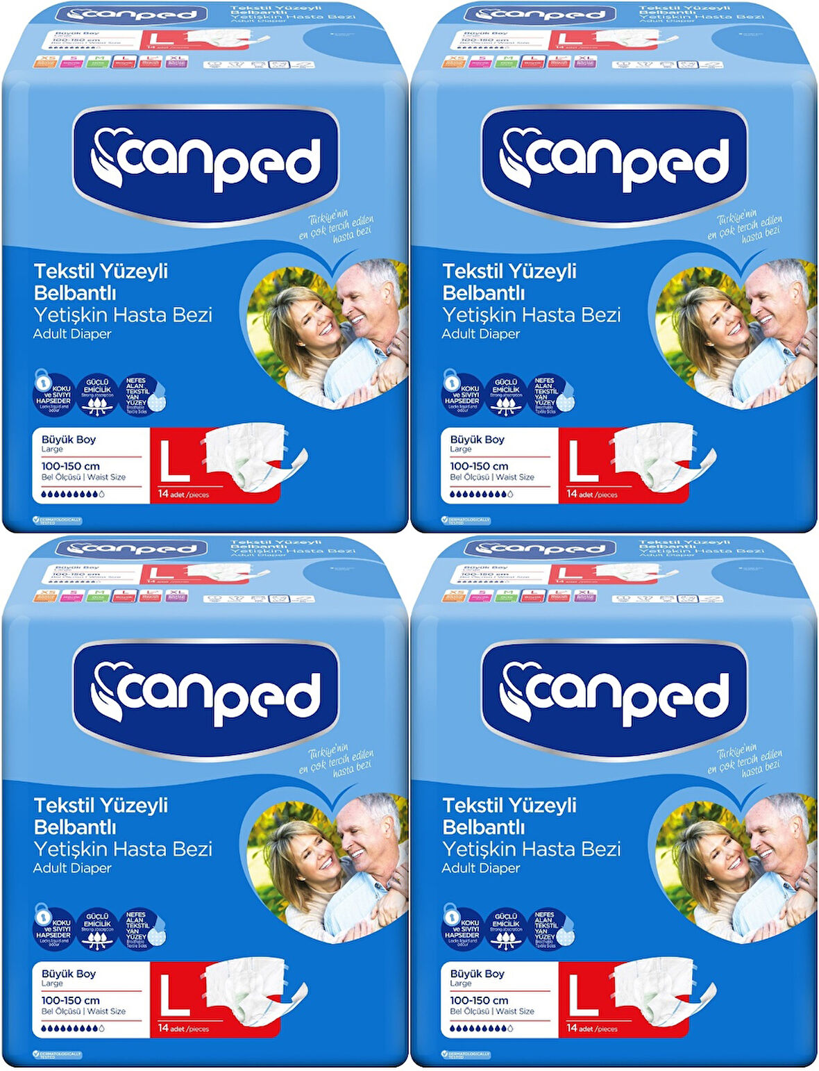 Canped Hasta Bezi Yetişkin Bel Bantlı Tekstil Yüzey L - Büyük - Large 56 Adet (4PK*14)