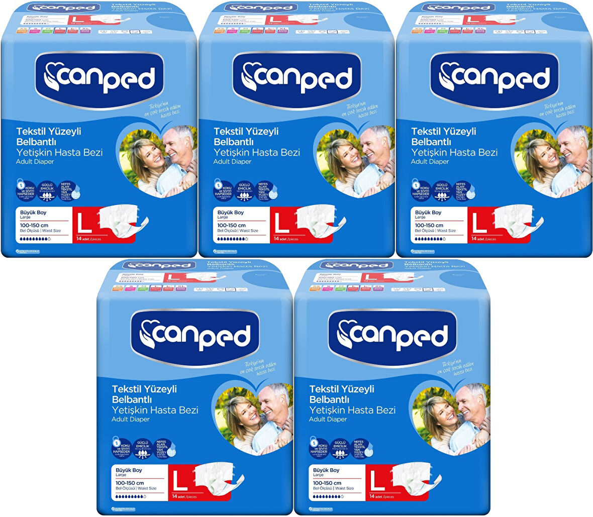 Canped Hasta Bezi Yetişkin Bel Bantlı Tekstil Yüzey L - Büyük - Large 70 Adet (5PK*14)