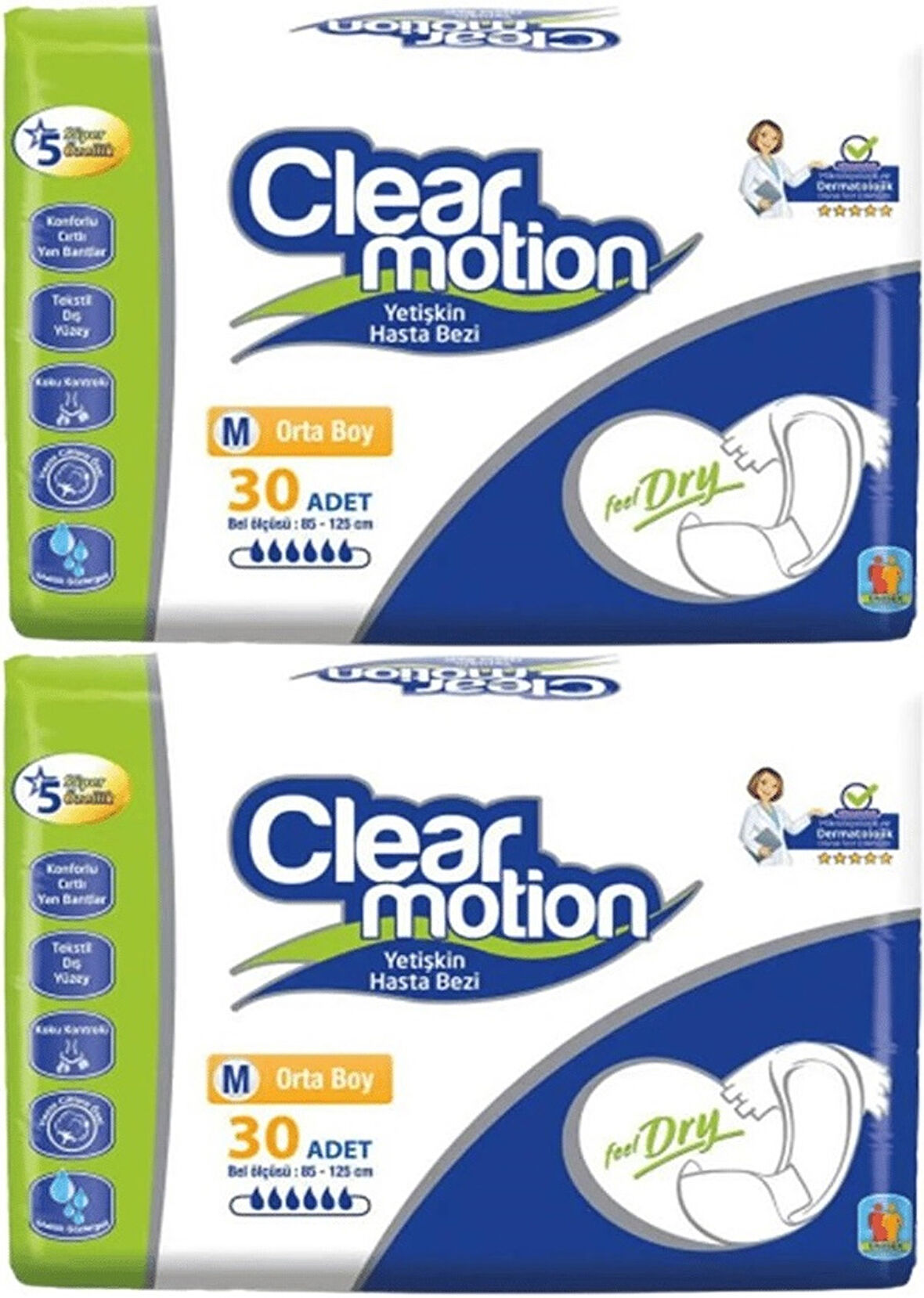 Clearmotion Yetişkin Hasta Bezi Bel Bantlı M - Orta - Medium 60 Adet (2PK*30)