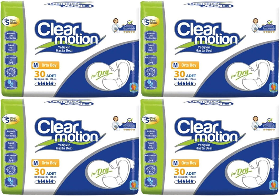 Clearmotion Yetişkin Hasta Bezi Bel Bantlı M - Orta - Medium 120 Adet (4PK*30)