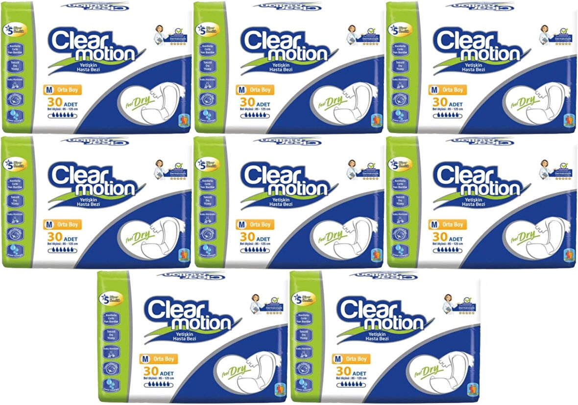 Clearmotion Yetişkin Hasta Bezi Bel Bantlı M - Orta - Medium 240 Adet (8PK*30)