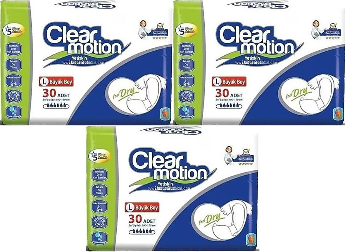Clearmotion Yetişkin Hasta Bezi Bel Bantlı L - Büyük - Large 90 Adet (3PK*30)