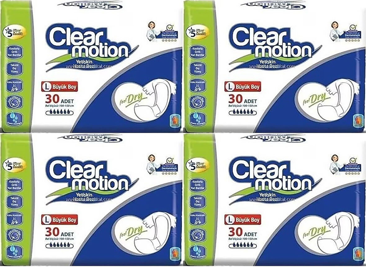 Clearmotion Yetişkin Hasta Bezi Bel Bantlı L - Büyük - Large 120 Adet (4PK*30)